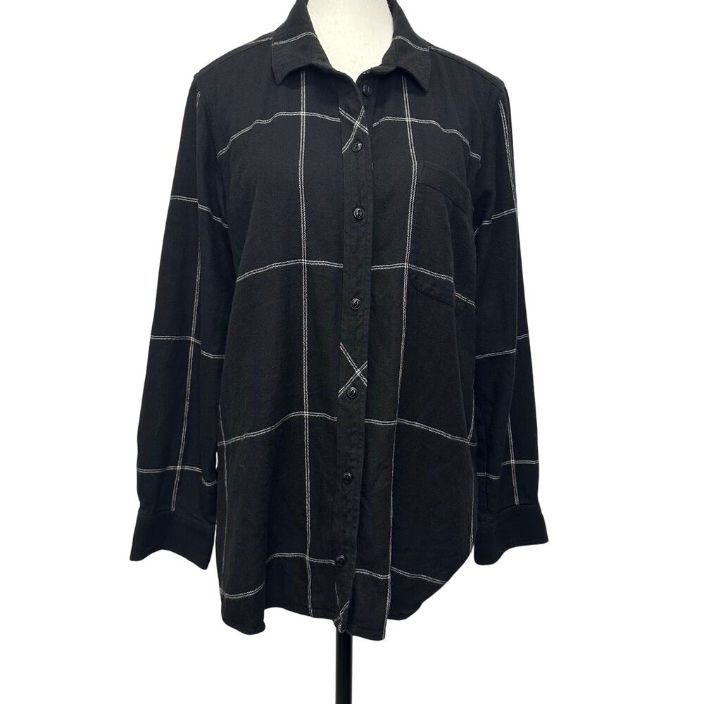 Athleta Black Plaid Button-Up Shirt - Women’s Size M